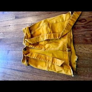 Mustard yellow denim skirt